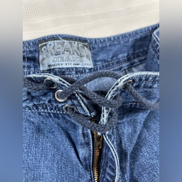 Vintage Breaker Jeans Y2K Wide Leg Denim Pants Stripe Side Size 9/10 - Picture 12 of 17